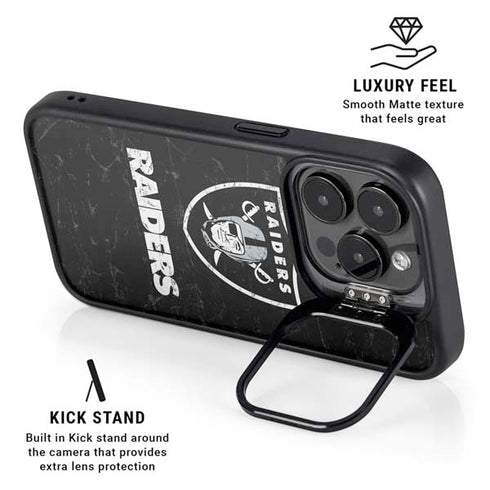 NFL Las Vegas Raiders Distressed iPhone 15 Pro Kickstand Case